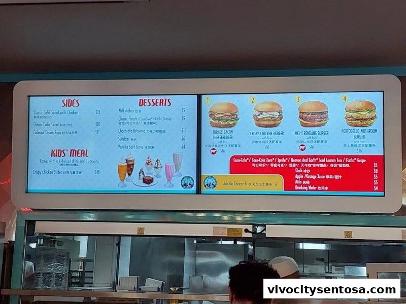 Menu page for Mels Drive-in