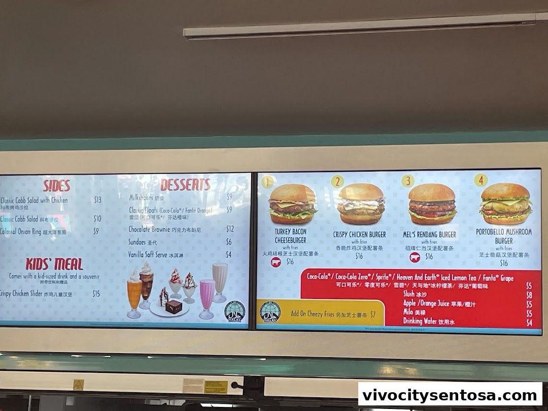 Menu page for Mels Drive-in