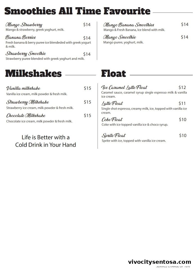 Menu page for Miska Cafe