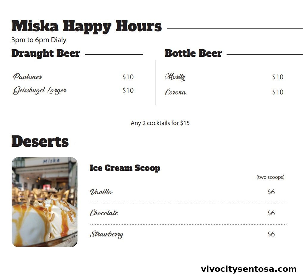 Menu page for Miska Cafe