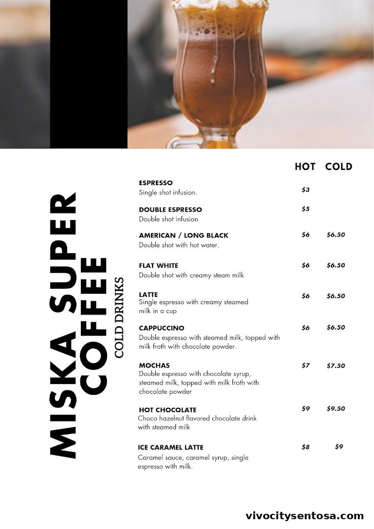 Menu page for Miska Cafe