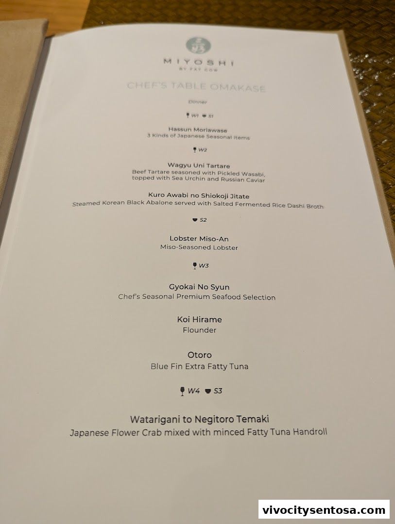 Menu page for MIYOSHI by Fat Cow - Teppan-Kaiseki  Sentosa