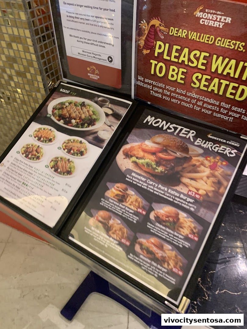 Menu page for Monster Curry - Vivo City
