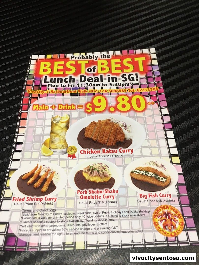 Menu page for Monster Curry - Vivo City