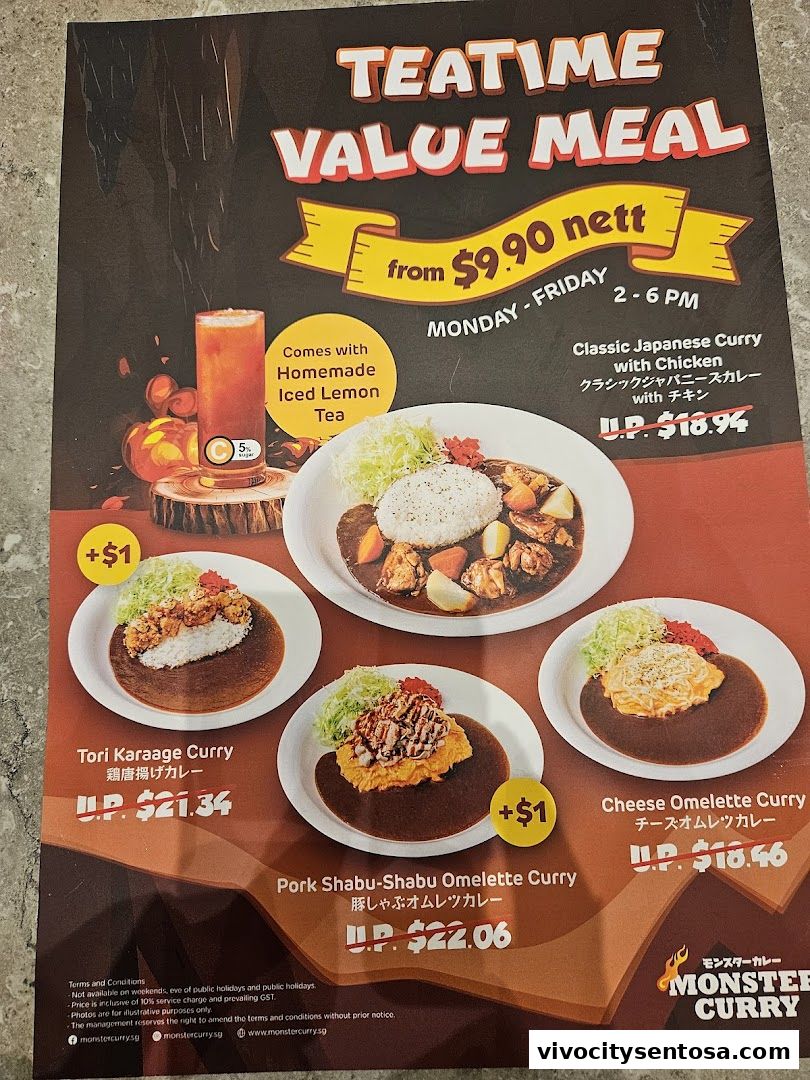 Menu page for Monster Curry - Vivo City