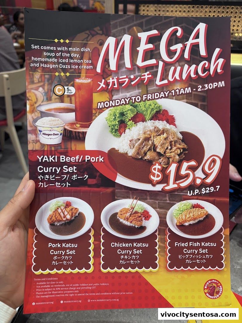 Menu page for Monster Curry - Vivo City