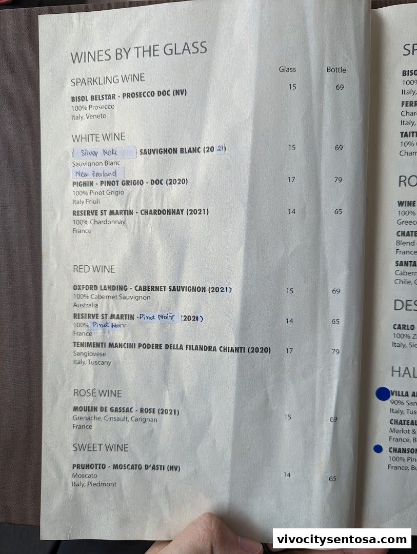 Menu page for Mykonos On The Bay