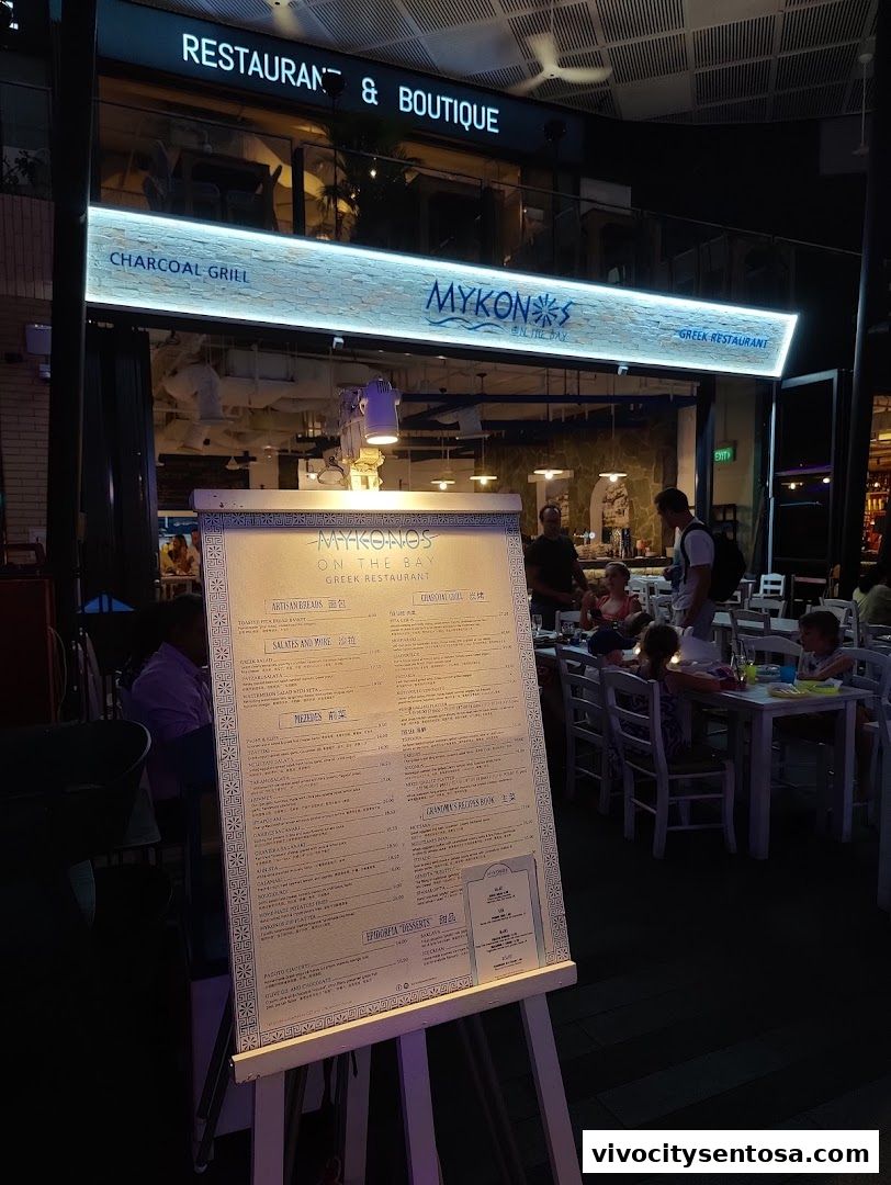 Menu page for Mykonos On The Bay