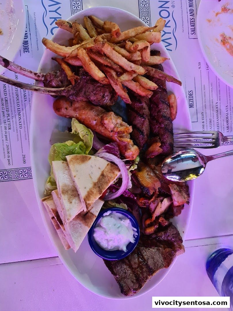 Menu page for Mykonos On The Bay