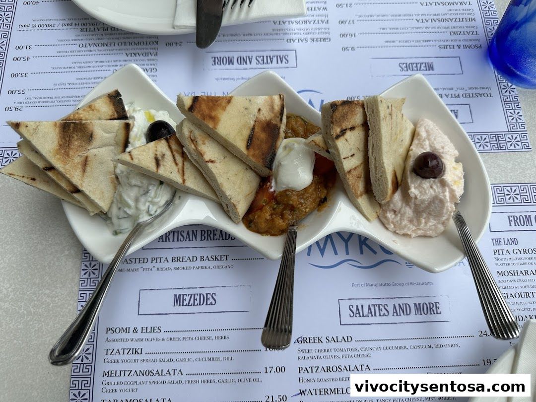 Menu page for Mykonos On The Bay