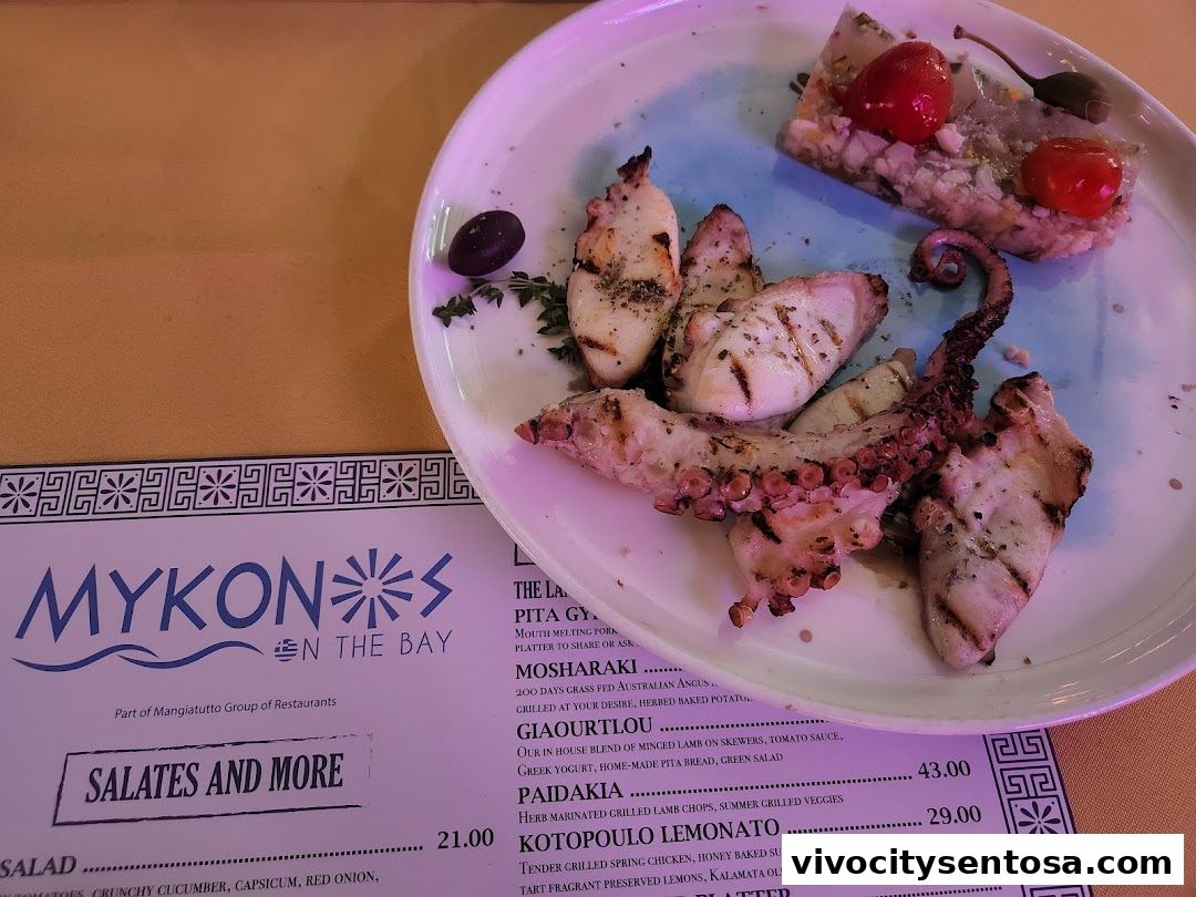 Menu page for Mykonos On The Bay