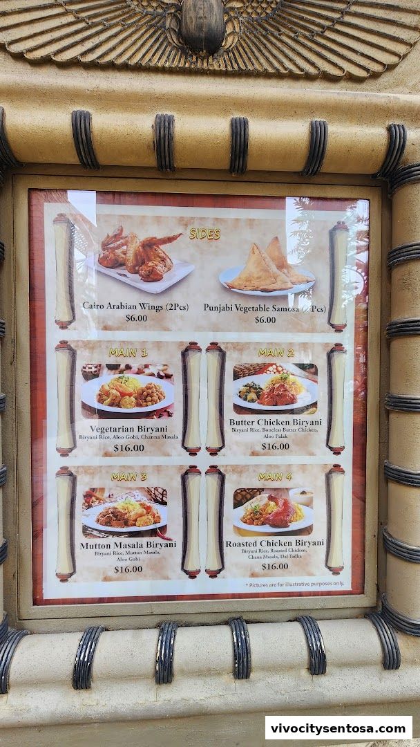 Menu page for Oasis Spice Café