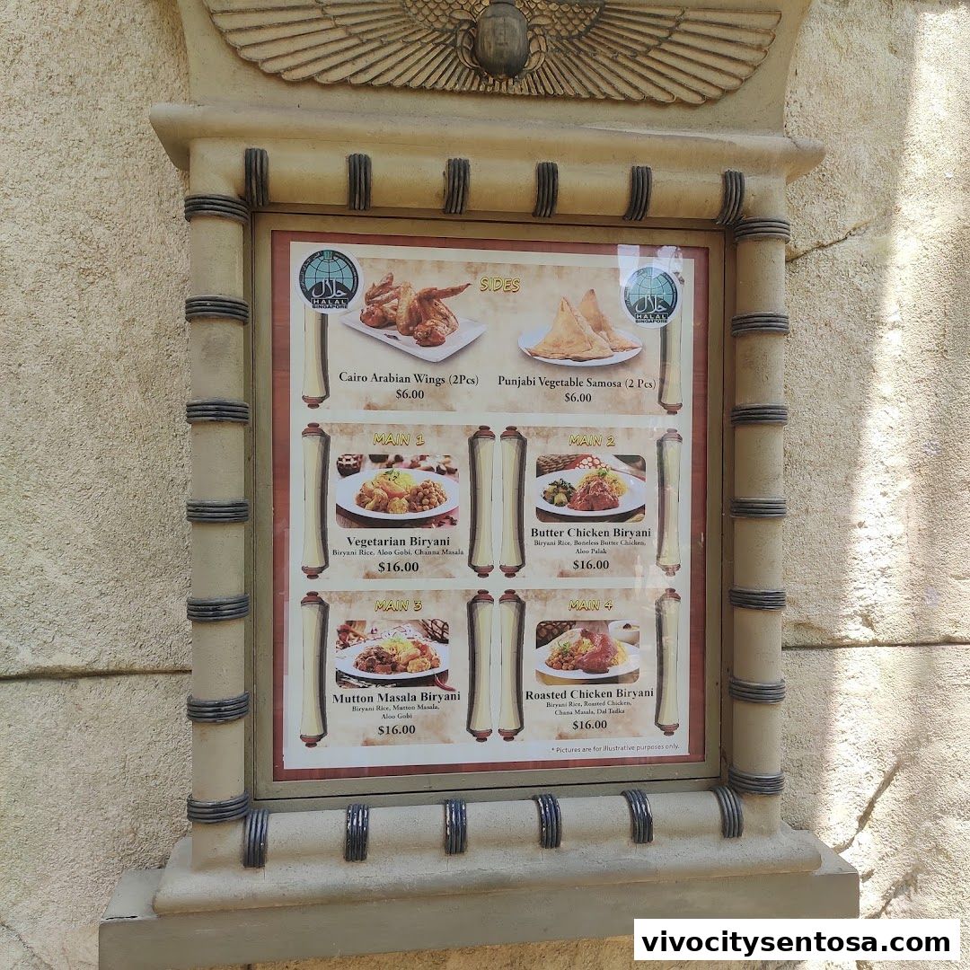 Menu page for Oasis Spice Café