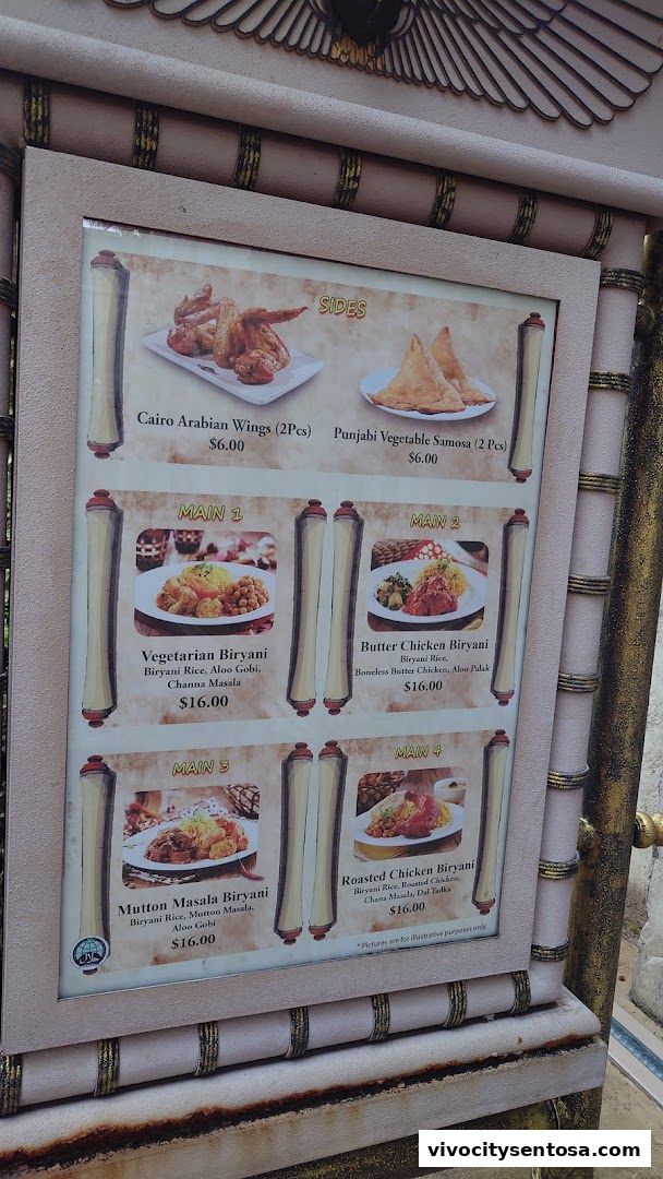 Menu page for Oasis Spice Café