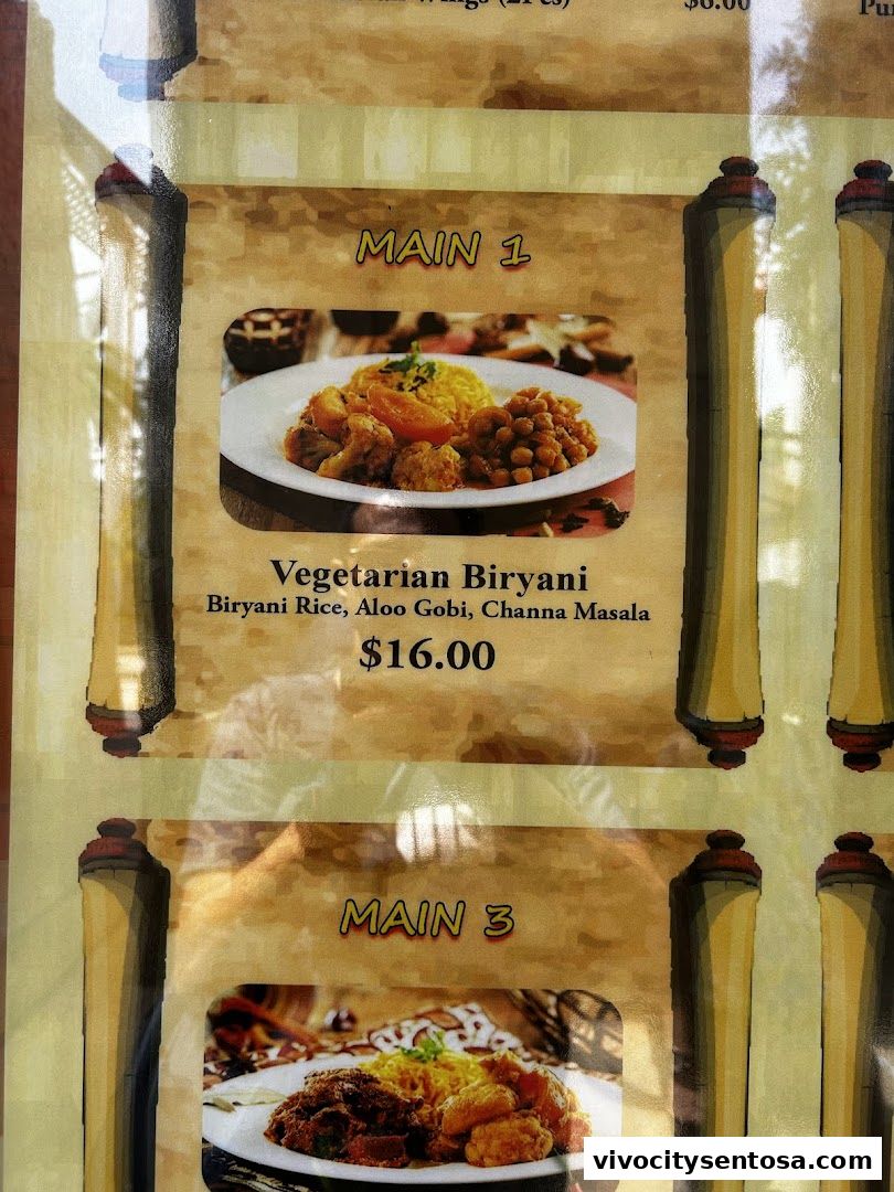 Menu page for Oasis Spice Café