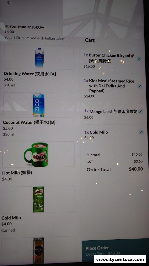 Menu page for Oasis Spice Café