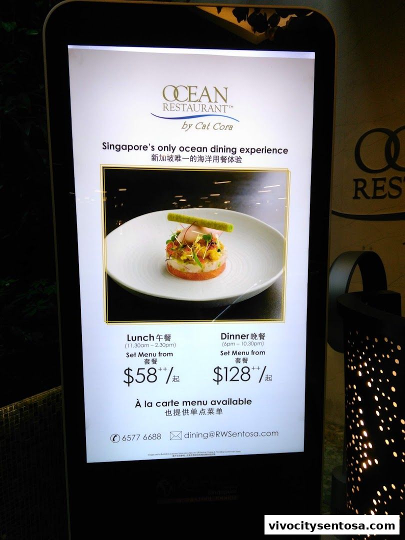 Menu page for OCEAN Restaurant