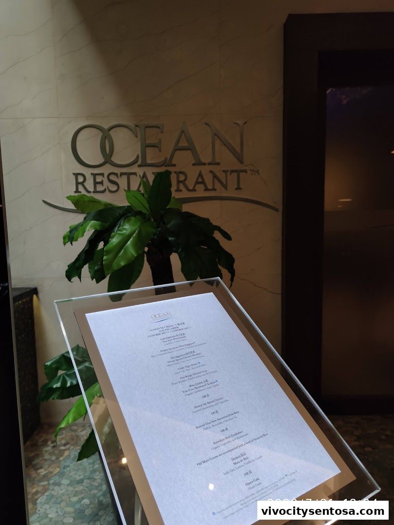 Menu page for OCEAN Restaurant