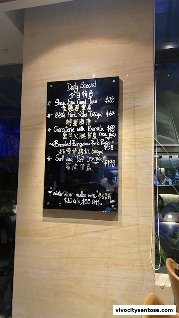Menu page for Osia Steak and Seafood Grill