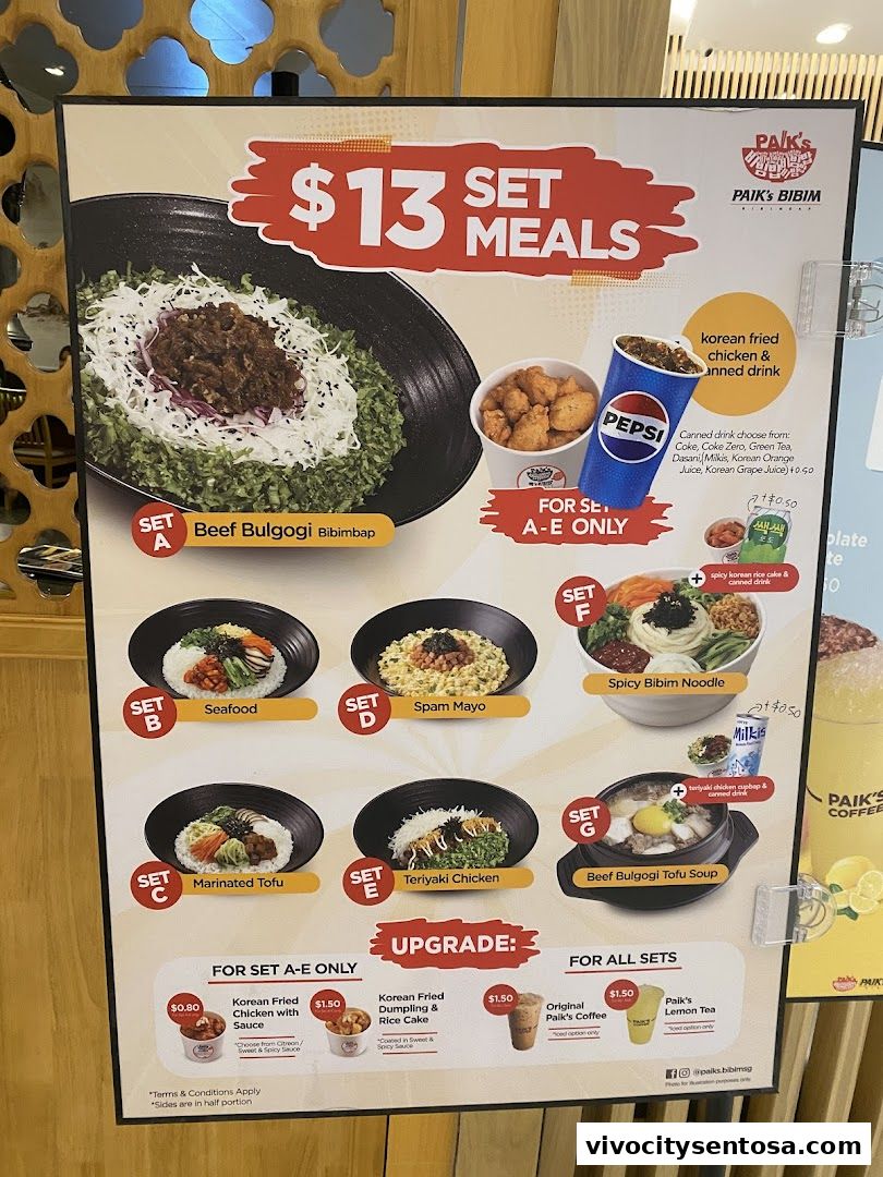 Menu page for Paiks Bibim  Vivo City