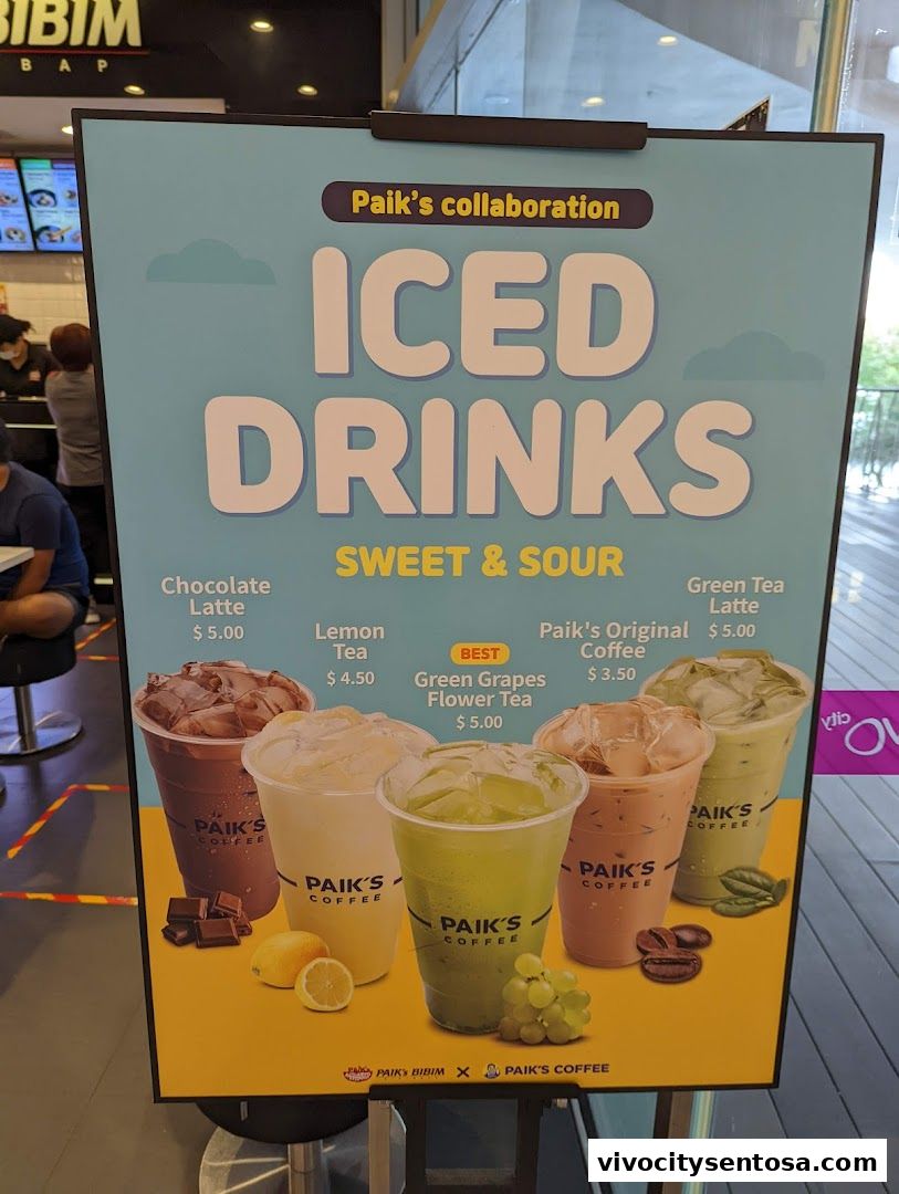 Menu page for Paiks Bibim  Vivo City