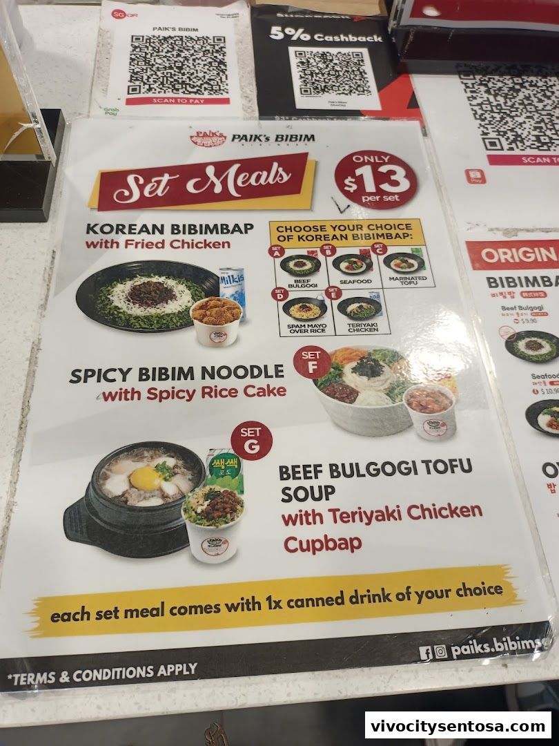 Menu page for Paiks Bibim  Vivo City