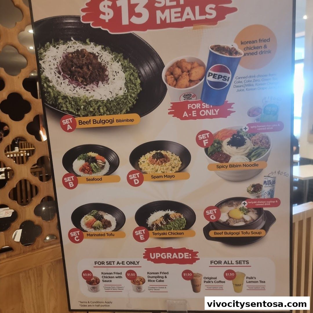 Menu page for Paiks Bibim  Vivo City