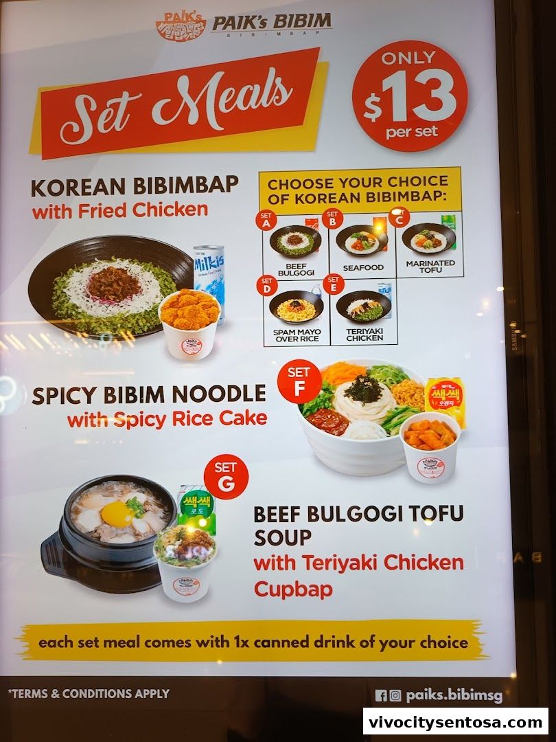 Menu page for Paiks Bibim  Vivo City