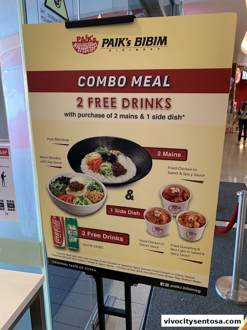 Menu page for Paiks Bibim  Vivo City