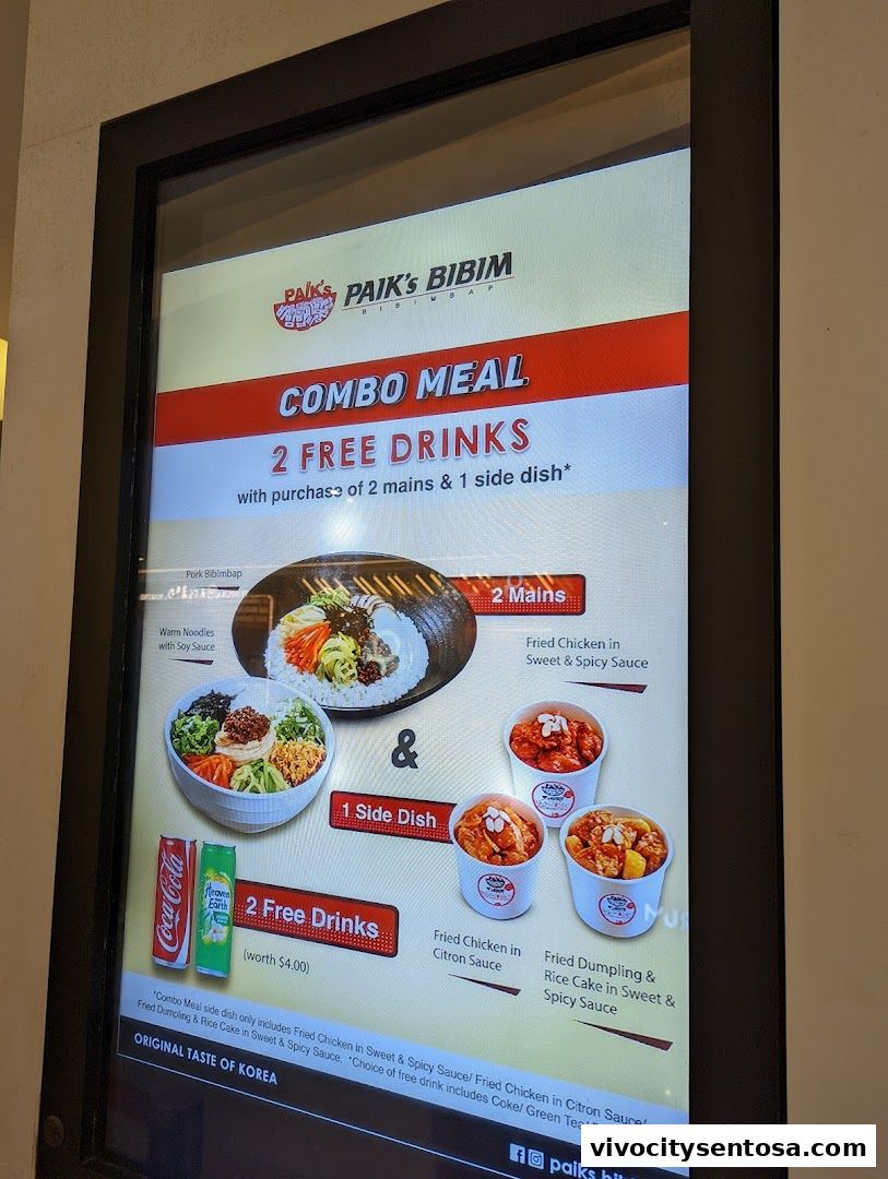 Menu page for Paiks Bibim  Vivo City