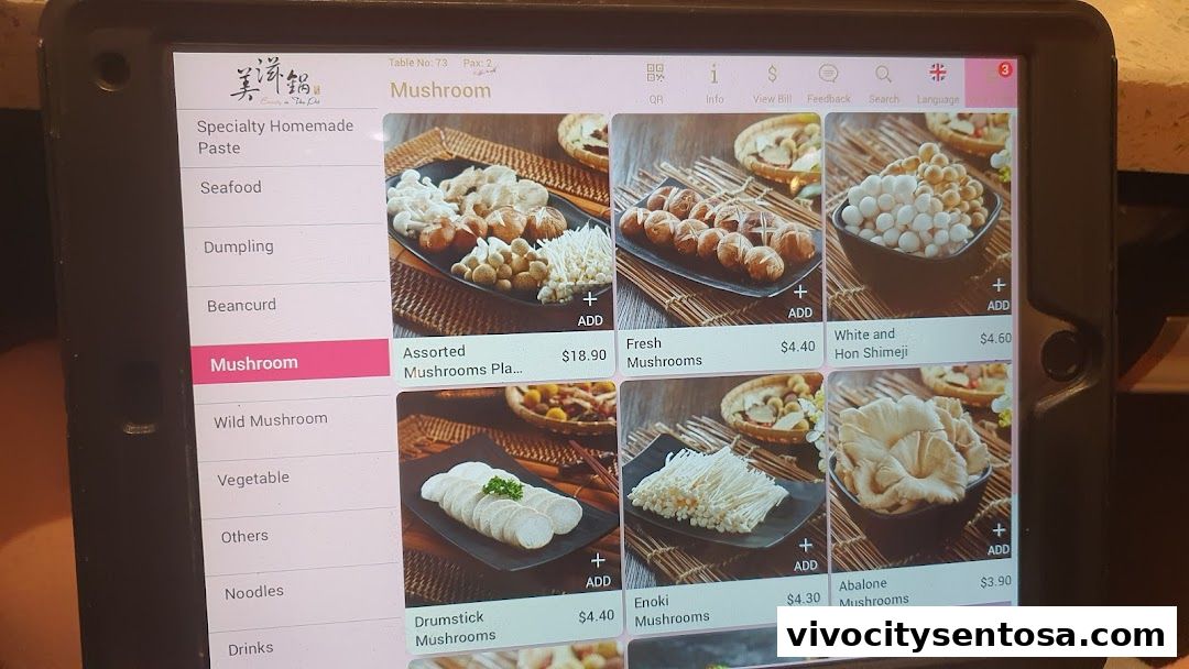 Menu page for Paradise Dynasty