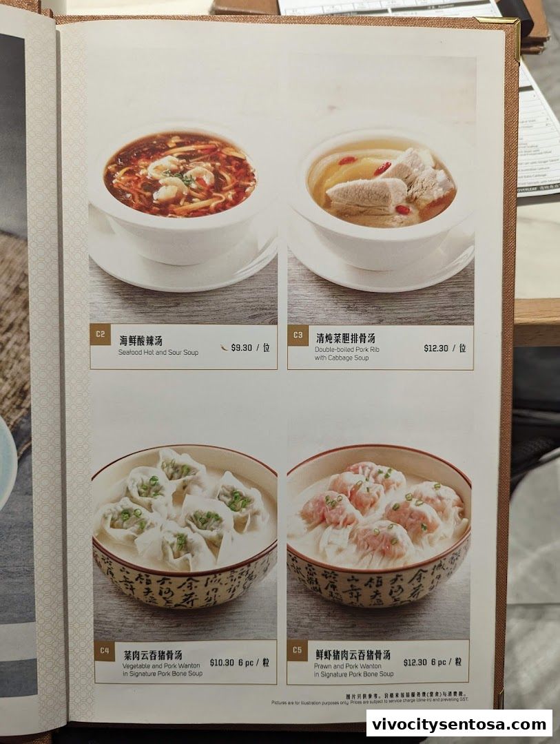 Menu page for Paradise Dynasty