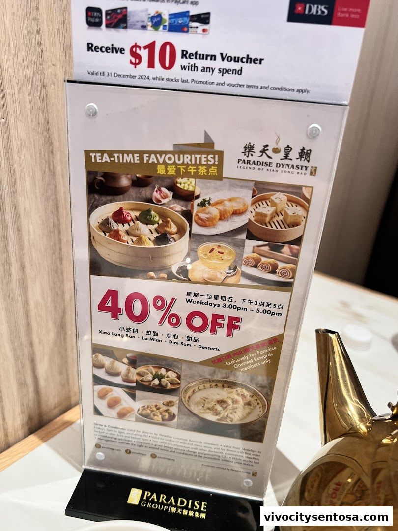 Menu page for Paradise Dynasty