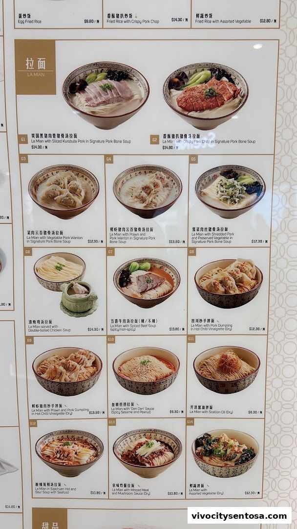Menu page for Paradise Dynasty