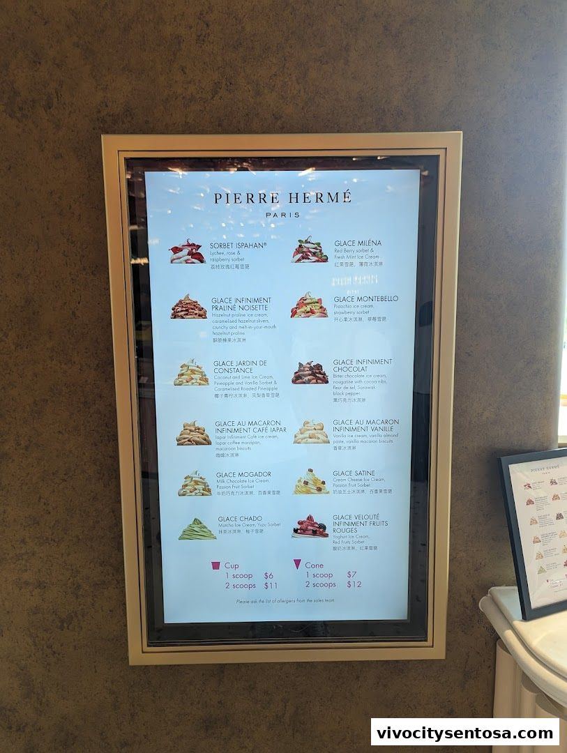 Menu page for Pierre Hermé Paris Singapore