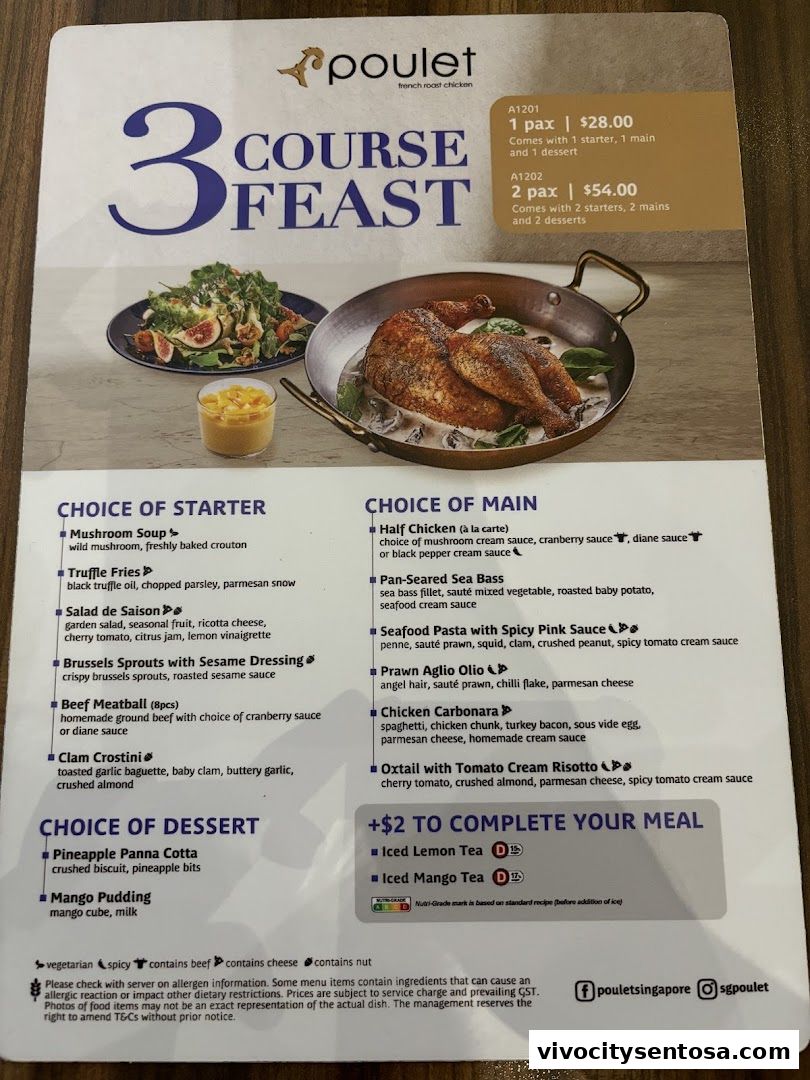Menu page for Poulet - VivoCity