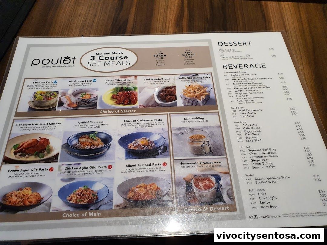 Menu page for Poulet - VivoCity