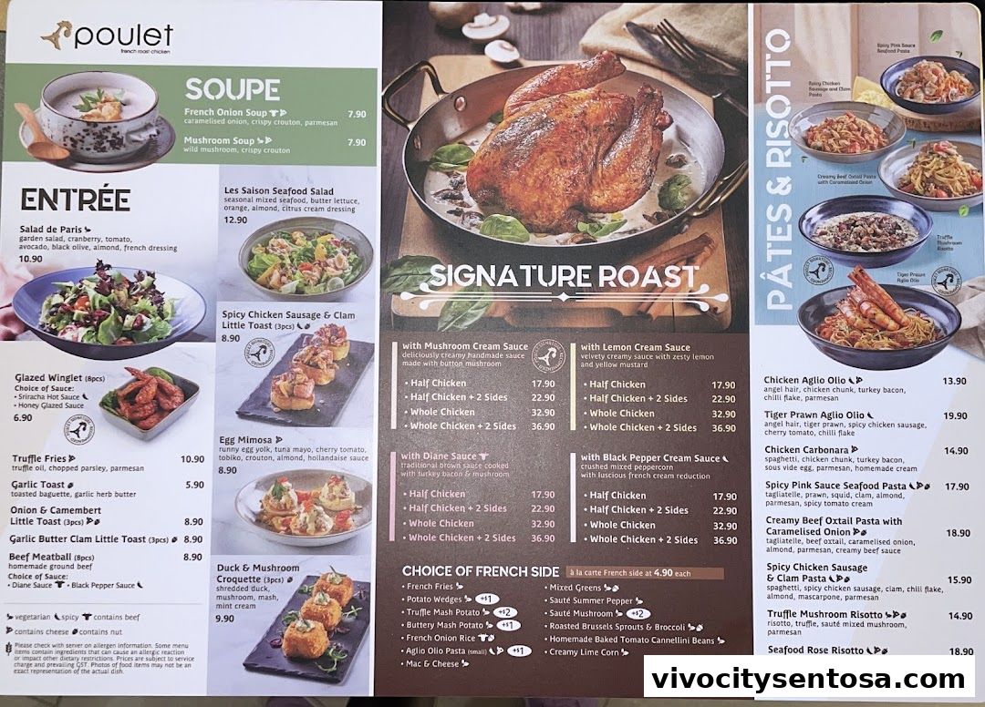 Menu page for Poulet - VivoCity