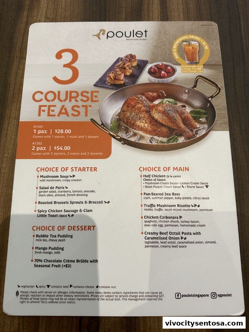 Menu page for Poulet - VivoCity