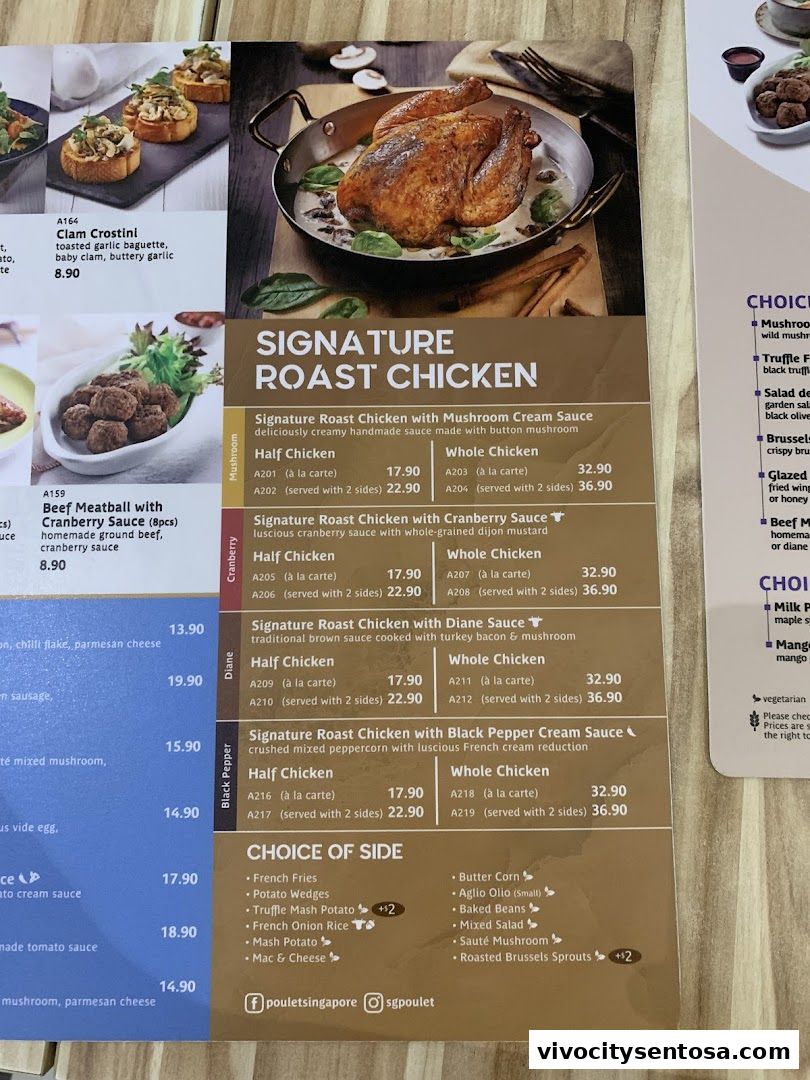 Menu page for Poulet - VivoCity