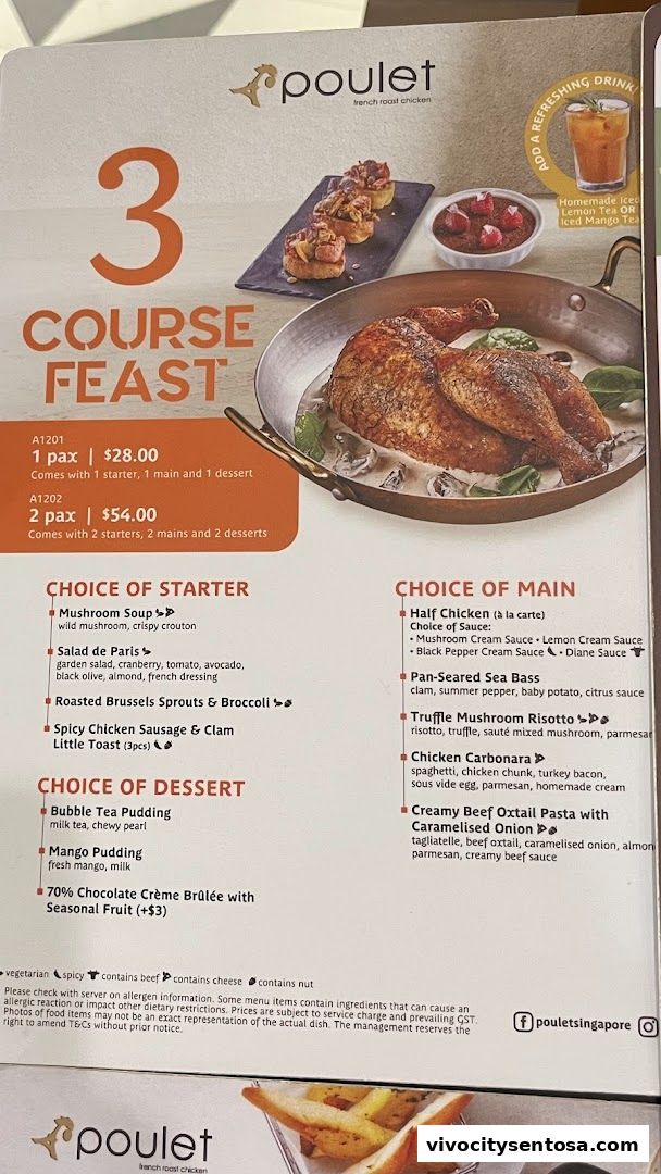 Menu page for Poulet - VivoCity