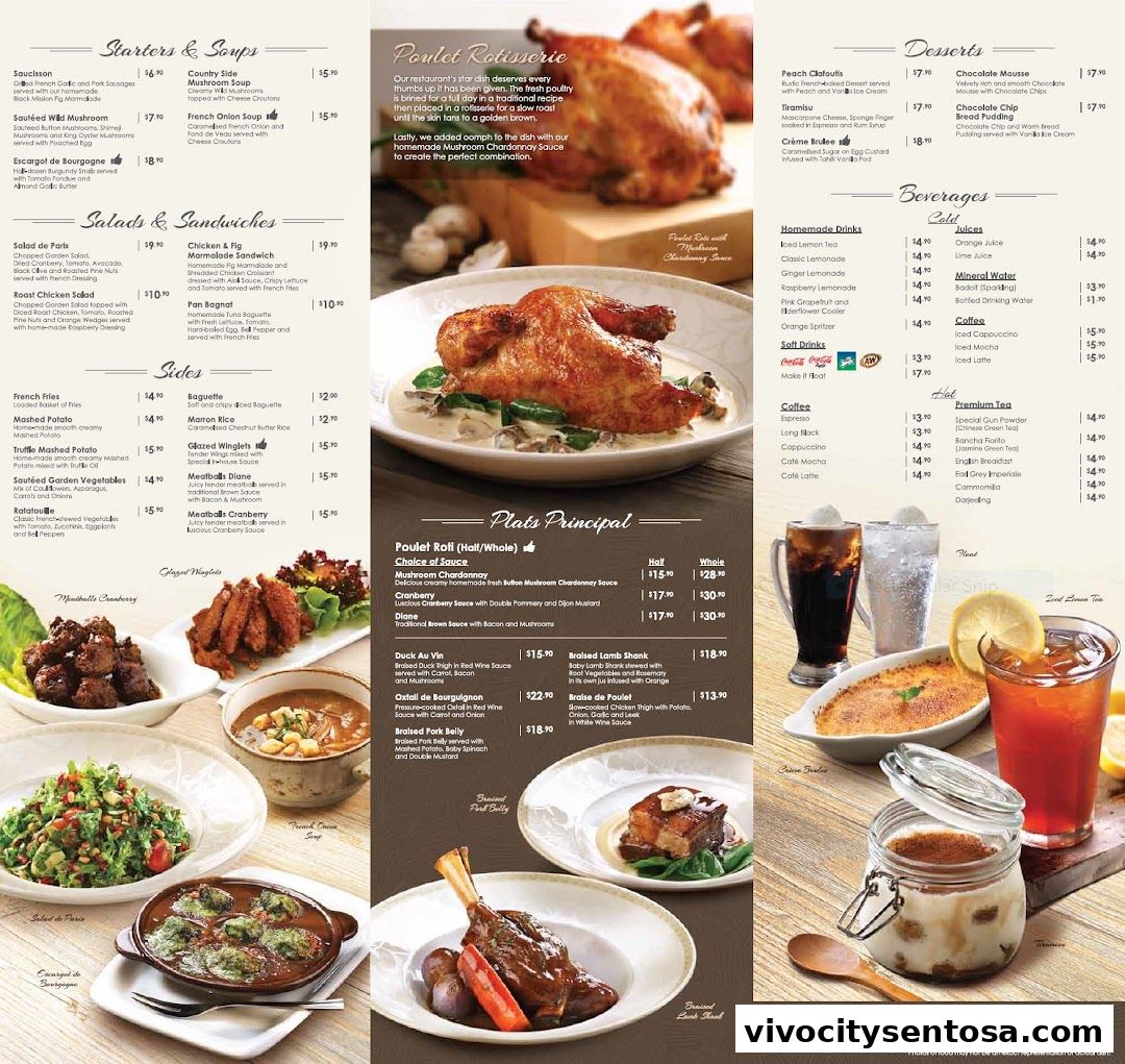 Menu page for Poulet - VivoCity