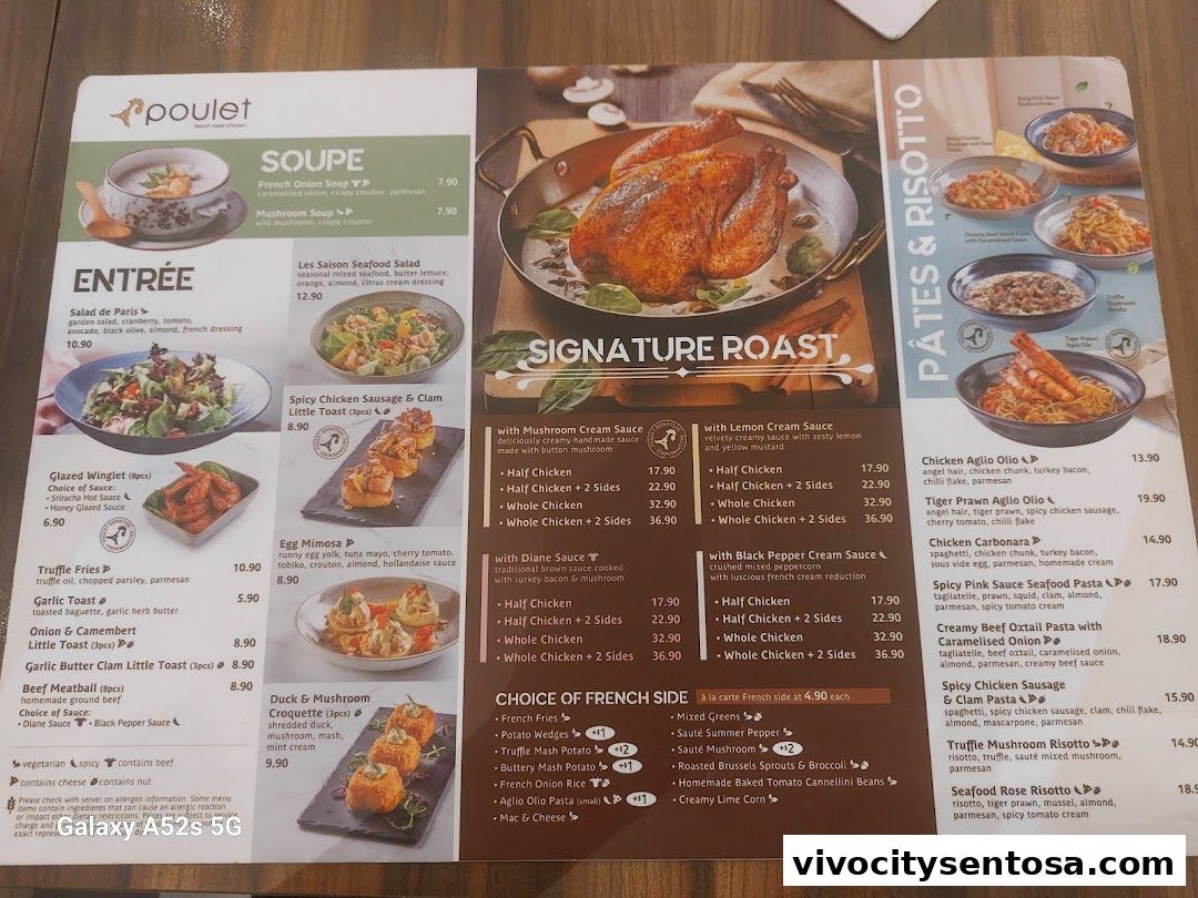 Menu page for Poulet - VivoCity