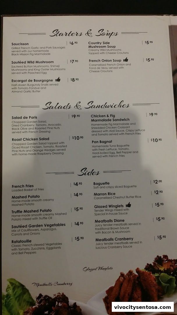 Menu page for Poulet - VivoCity