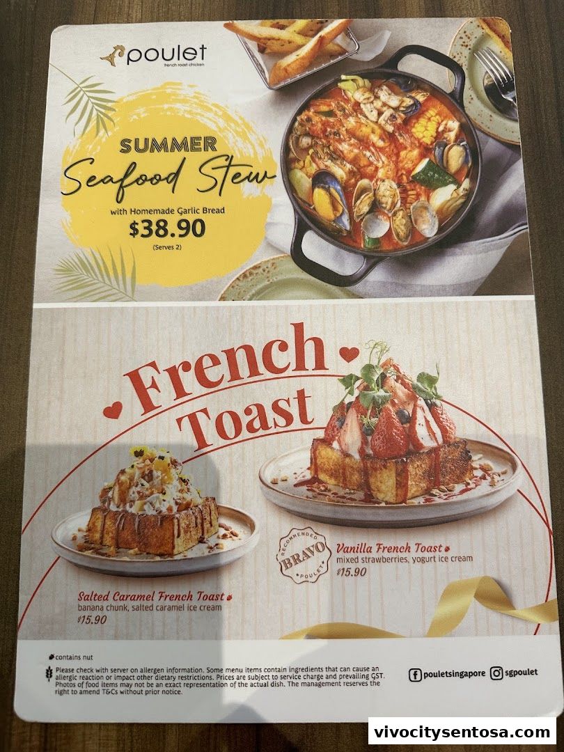 Menu page for Poulet - VivoCity
