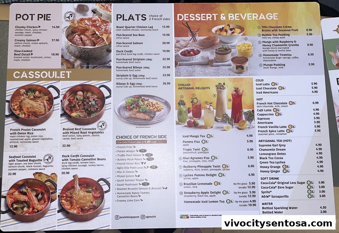Menu page for Poulet - VivoCity