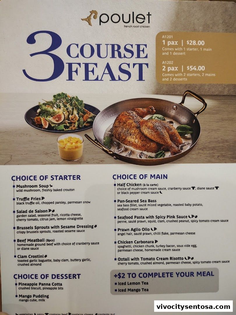 Menu page for Poulet - VivoCity