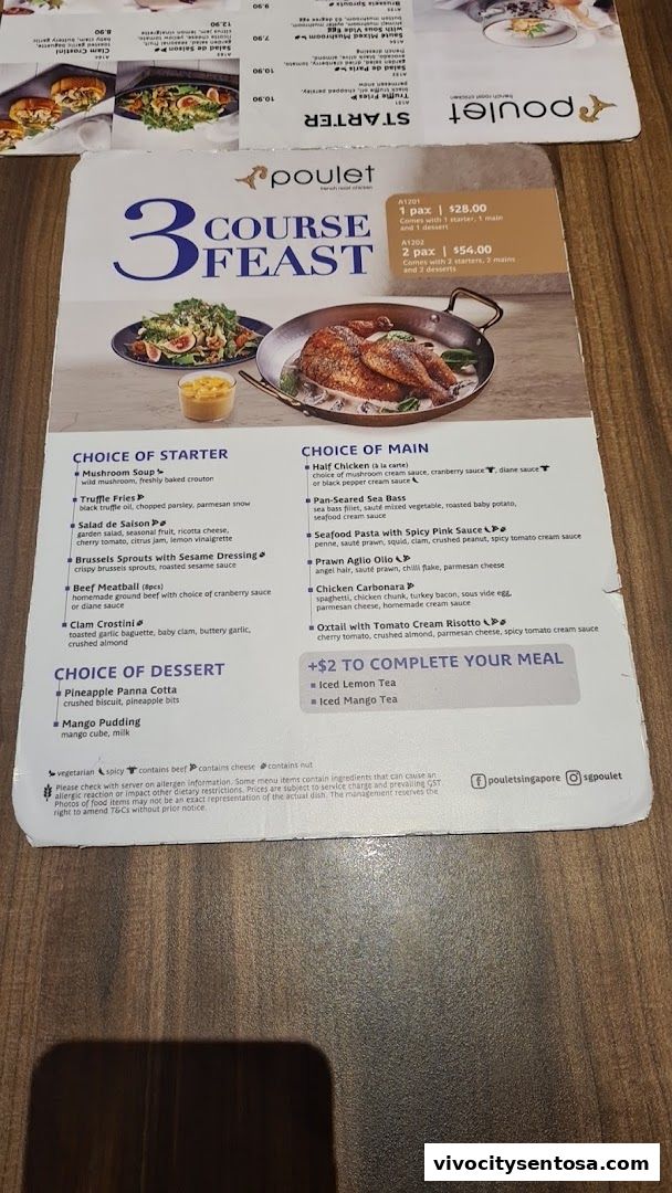 Menu page for Poulet - VivoCity