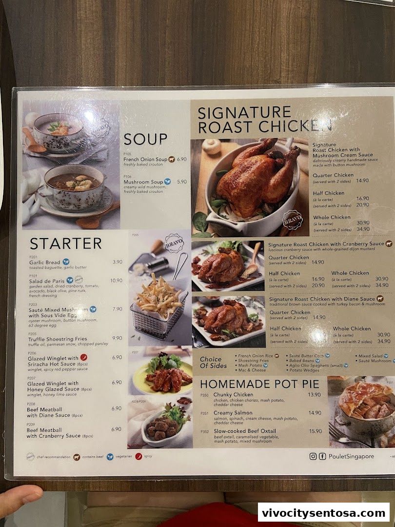Menu page for Poulet - VivoCity