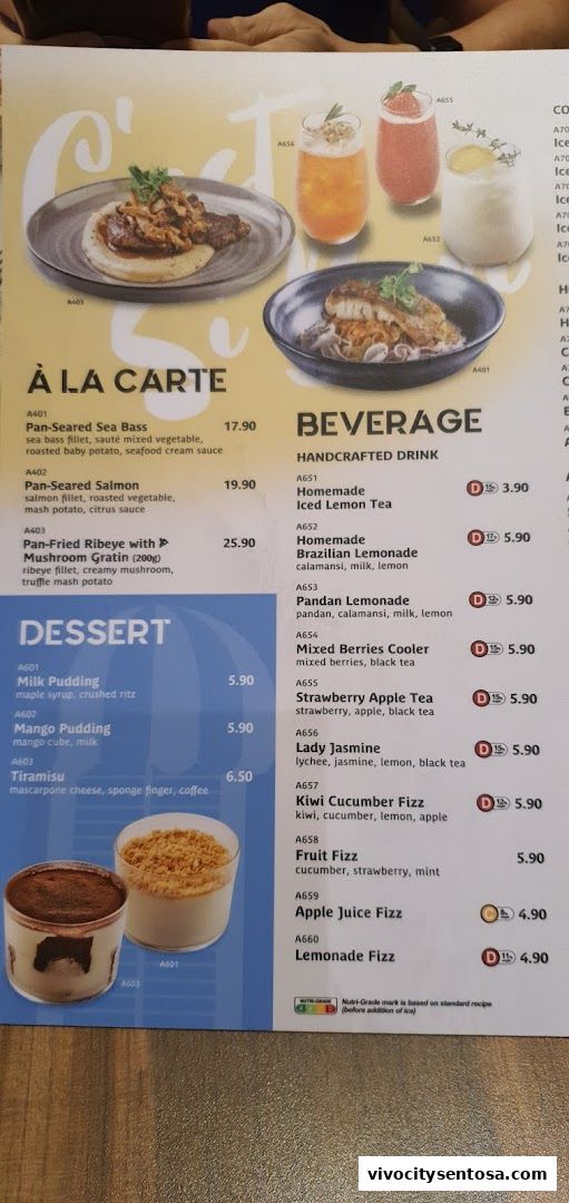 Menu page for Poulet - VivoCity